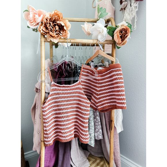 Zara Canyon Sunsets Boho Crochet Knit Shorts + Cami Set - Picture 3 of 3